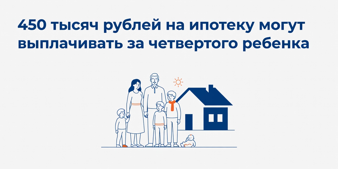 450 тысяч рублей на ипотеку могут выплачивать за четвертого ребенка