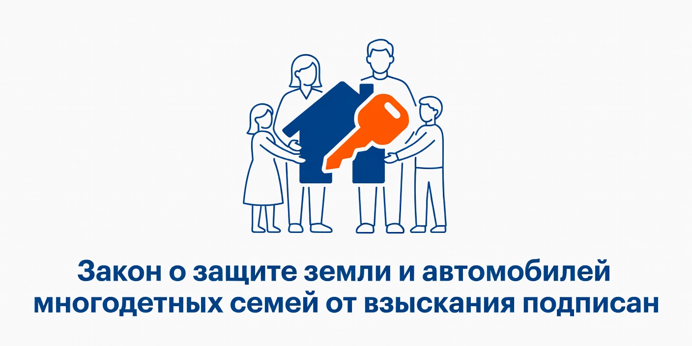 Закон о защите земли и автомобилей многодетных семей от взыскания подписан