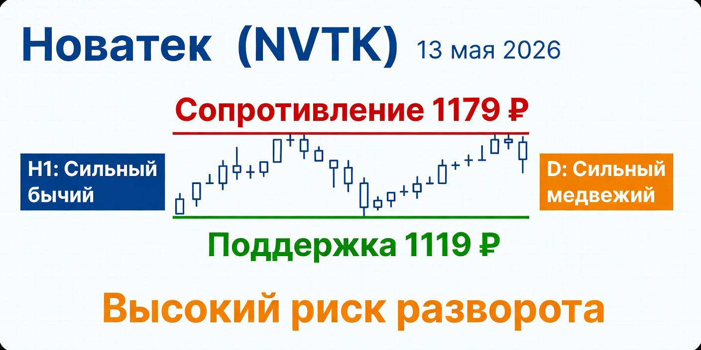 Технический анализ NVTK (Новатек) — 13 мая 2026