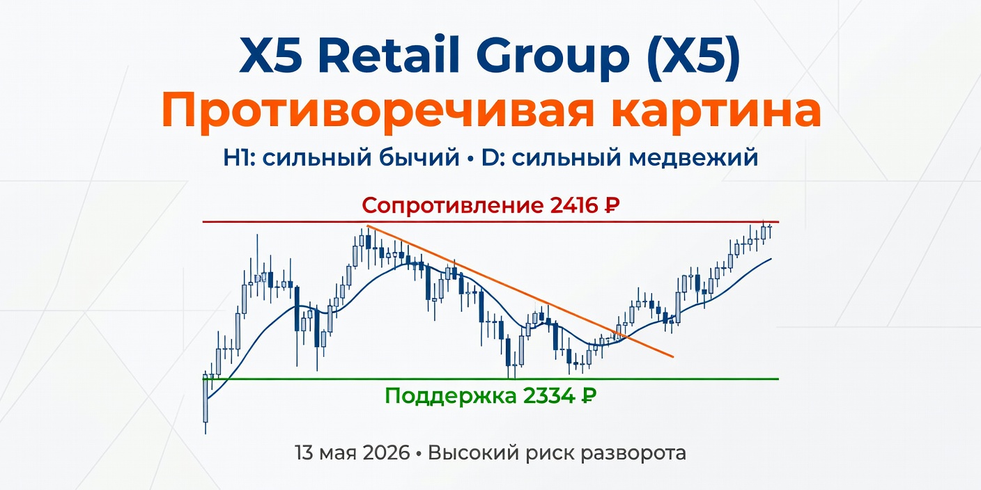 Технический анализ X5 (X5 Retail Group) на 13 мая 2026