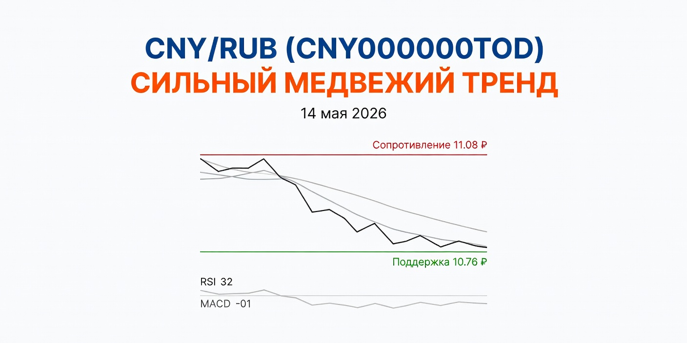 Технический анализ CNY/RUB (CNY000000TOD) — 14 мая 2026