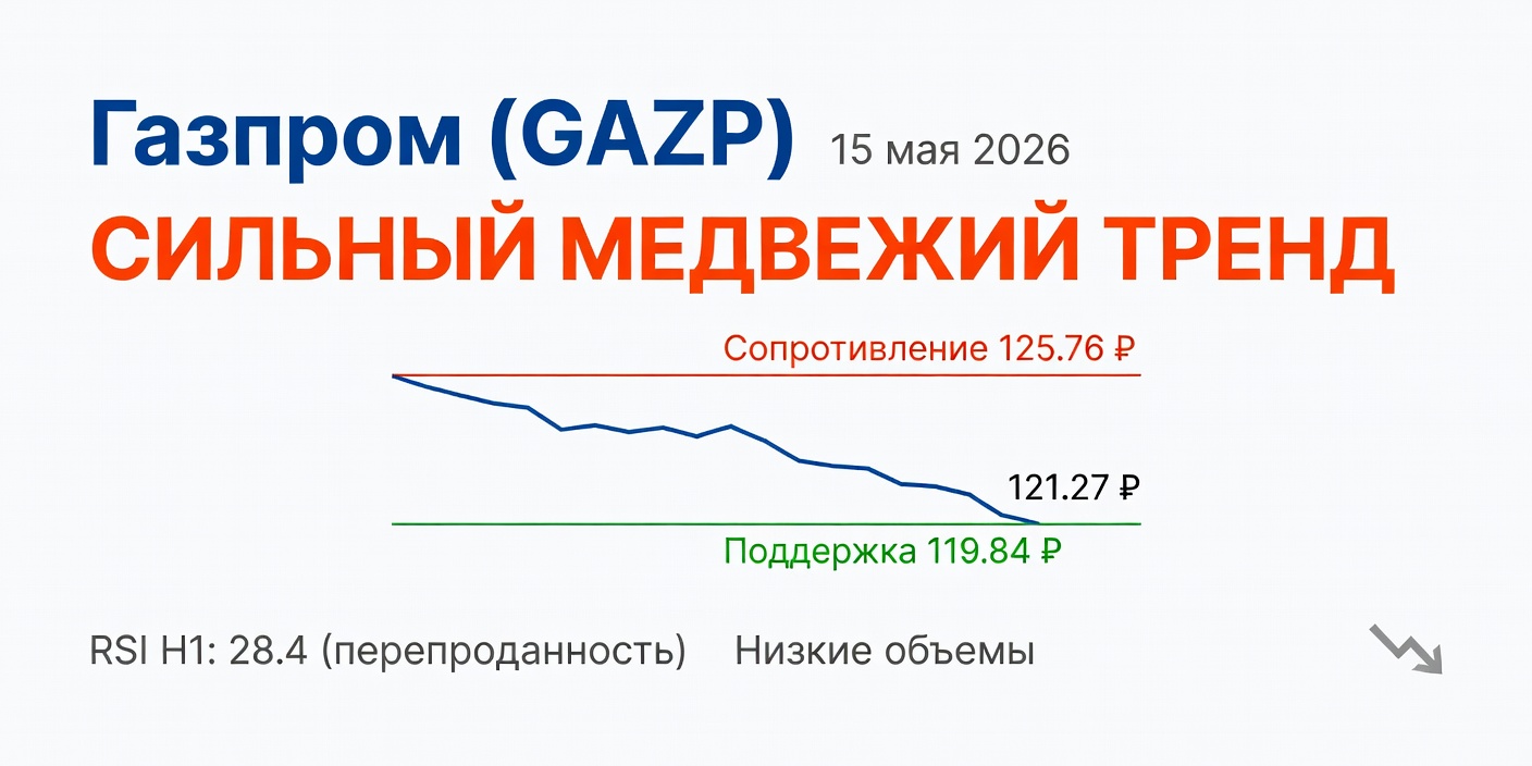 Технический анализ GAZP (Газпром) — 15 мая 2026