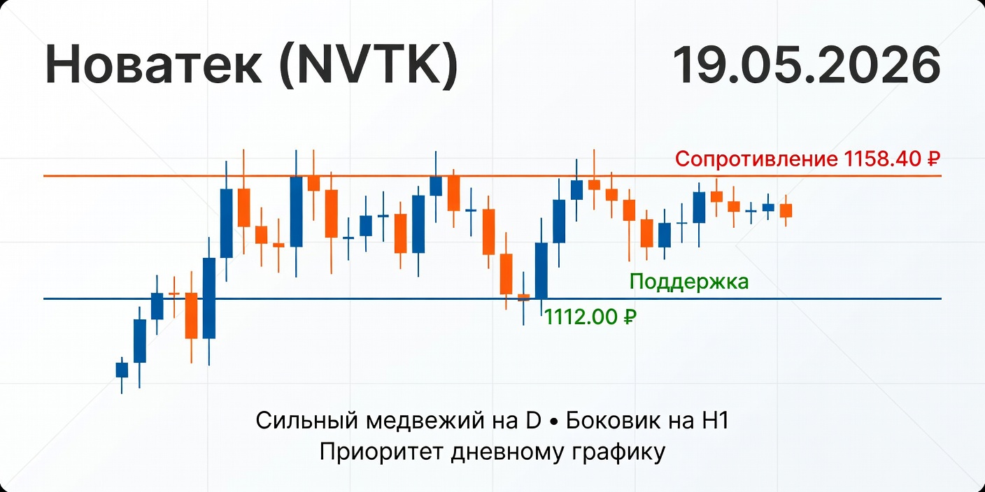Технический анализ NVTK (Новатек) 19.05.2026: расхождение таймфреймов