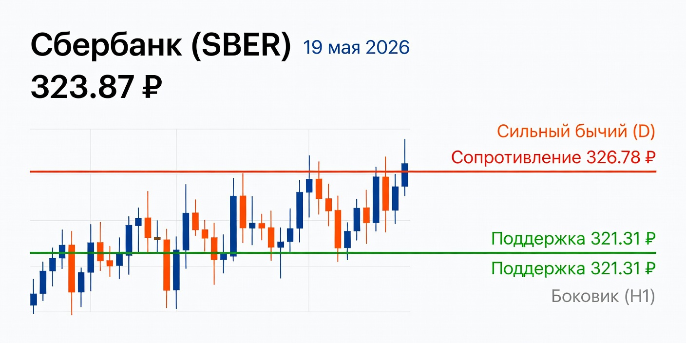 Технический анализ SBER (Сбербанк) — 19 мая 2026