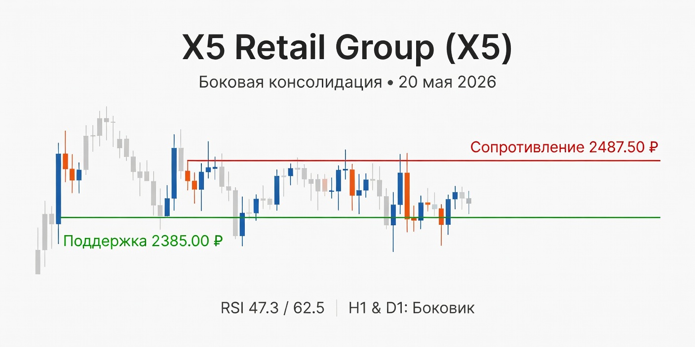 Технический анализ X5 (X5 Retail Group) на 20 мая 2026