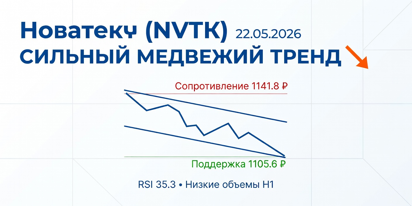 Технический анализ NVTK (Новатек) на 22.05.2026: сильный медвежий тренд