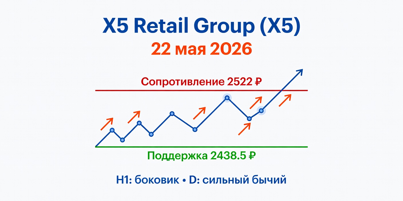 Технический анализ X5 (X5 Retail Group) на 22 мая 2026