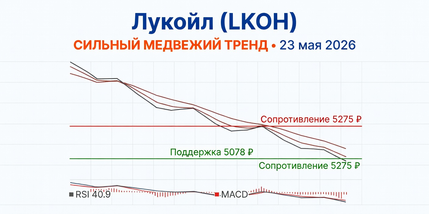 Технический анализ LKOH (Лукойл) — 23 мая 2026