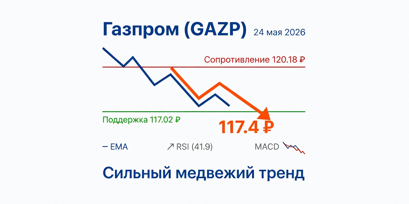Технический анализ GAZP (Газпром) на 24 мая 2026