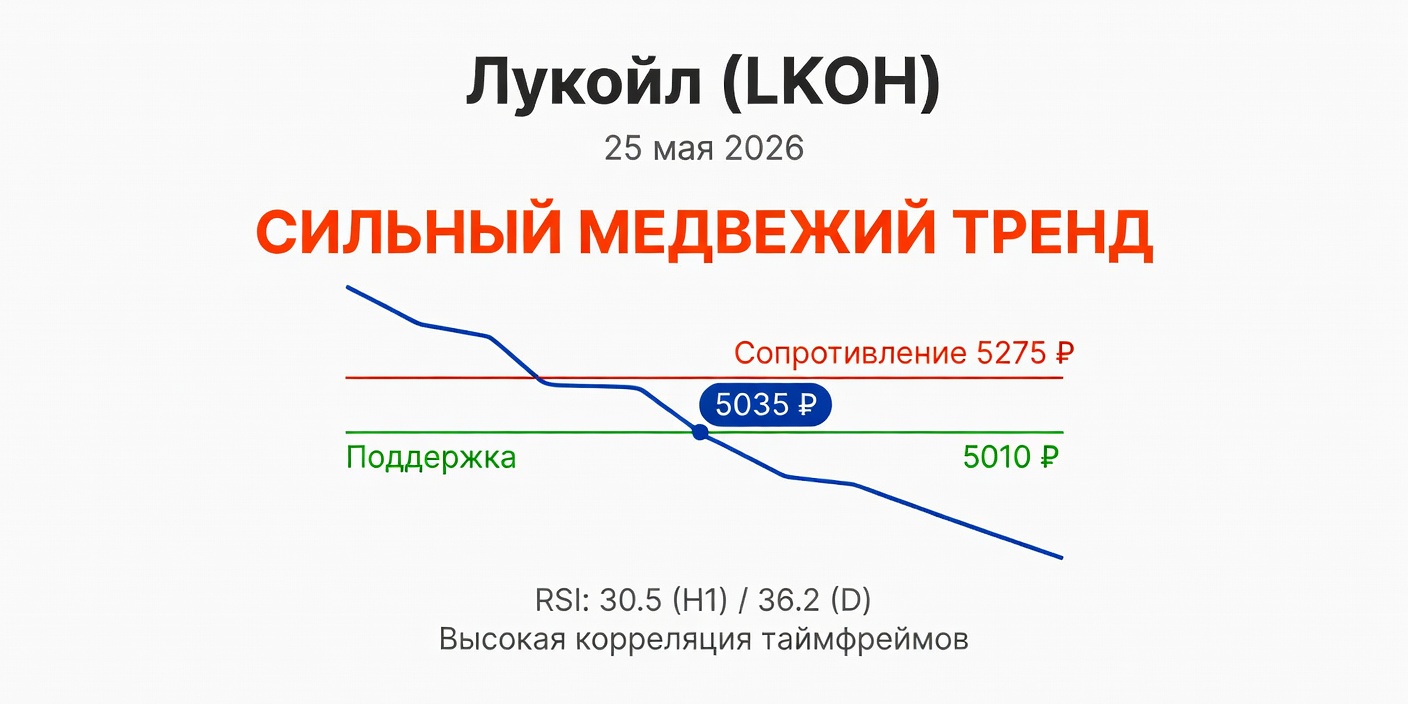 Технический анализ LKOH (Лукойл) — 25 мая 2026