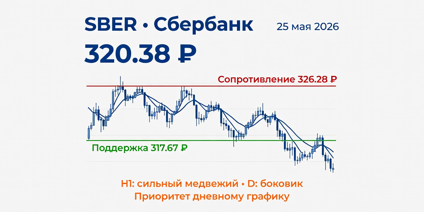 Технический анализ SBER (Сбербанк) — 25 мая 2026