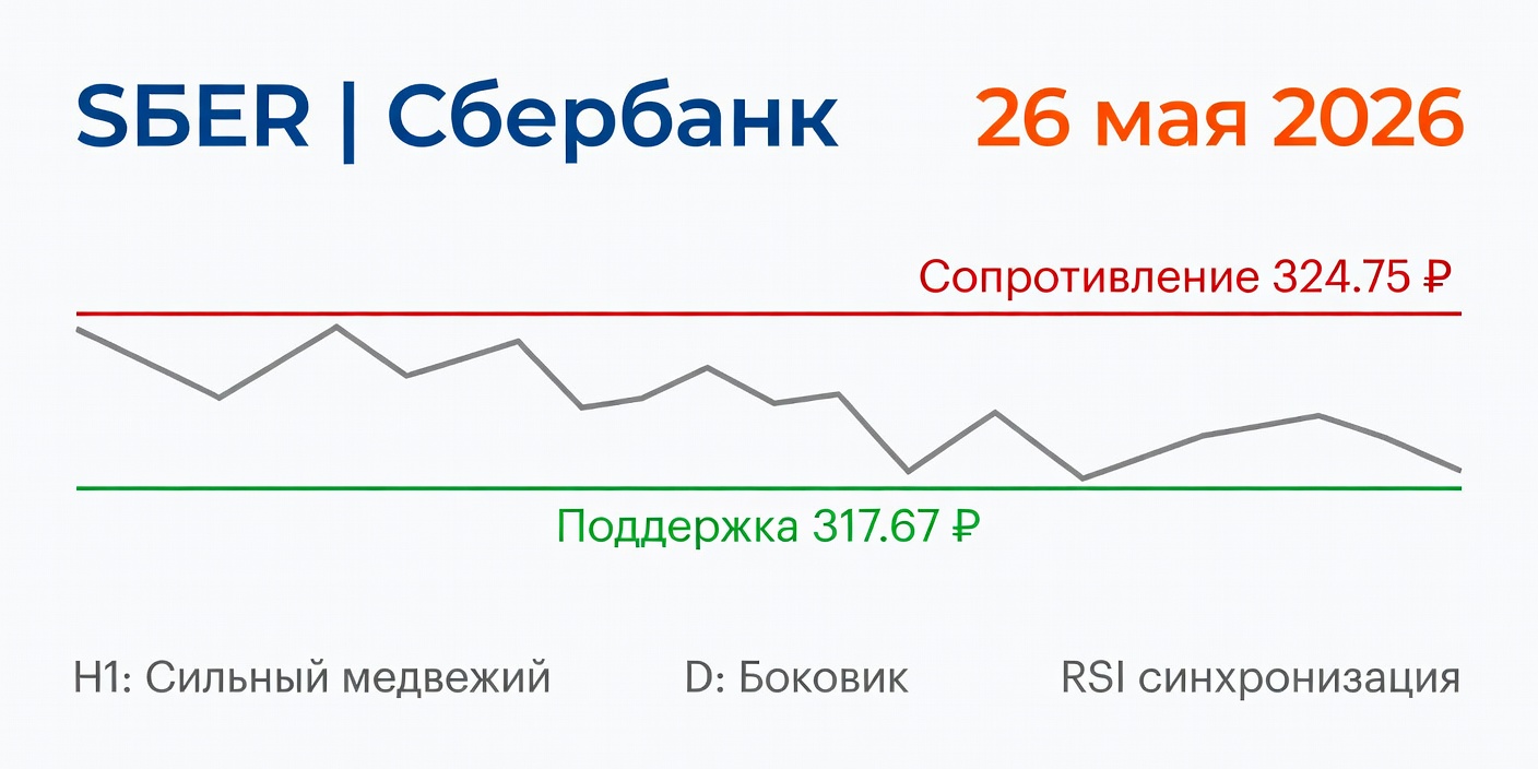 Технический анализ SBER (Сбербанк) на 26 мая 2026