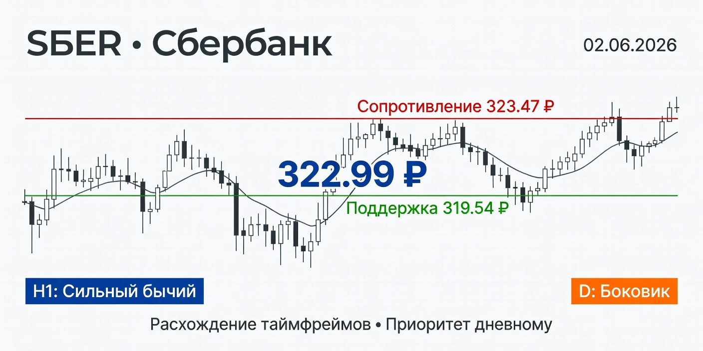 Технический анализ SBER (Сбербанк) — 02.06.2026