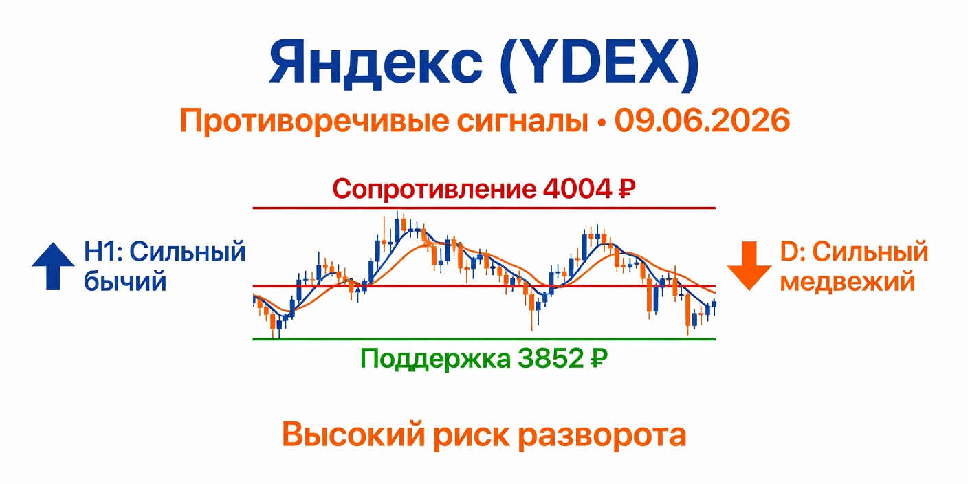 YDEX (Яндекс): Технический анализ на 09.06.2026 — противоречивые сигналы