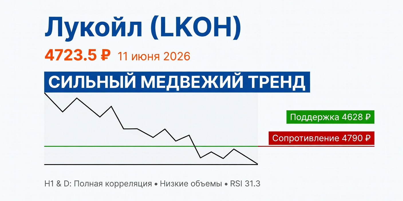 Технический анализ LKOH (Лукойл) на 11 июня 2026