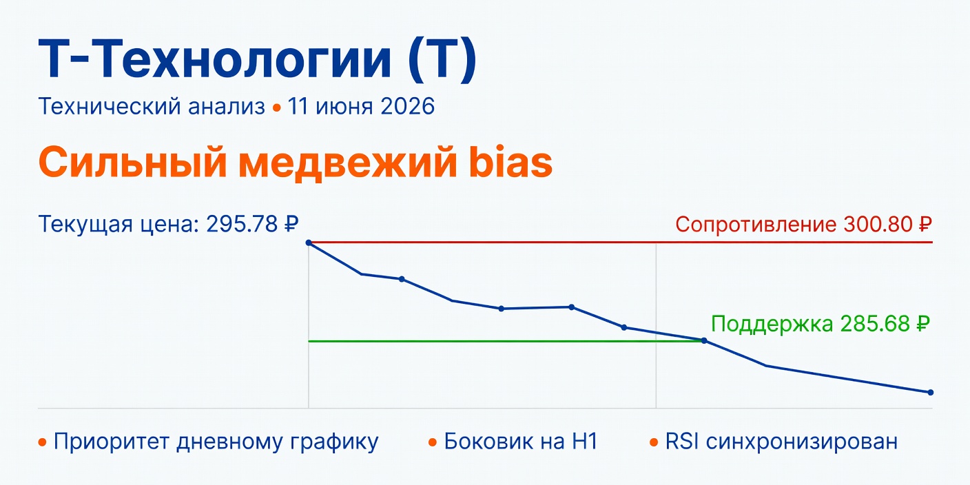 Технический анализ T (Т-Технологии) — 11 июня 2026