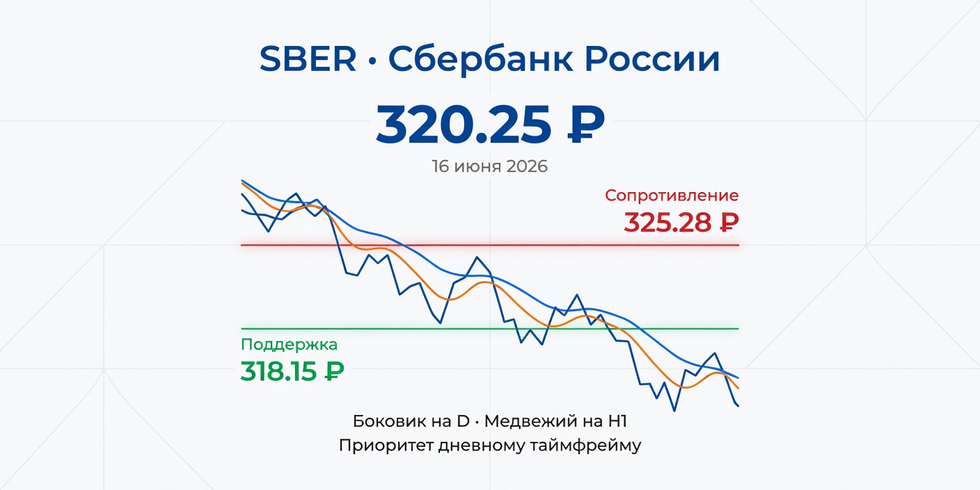 Технический анализ SBER (Сбербанк) — 16 июня 2026