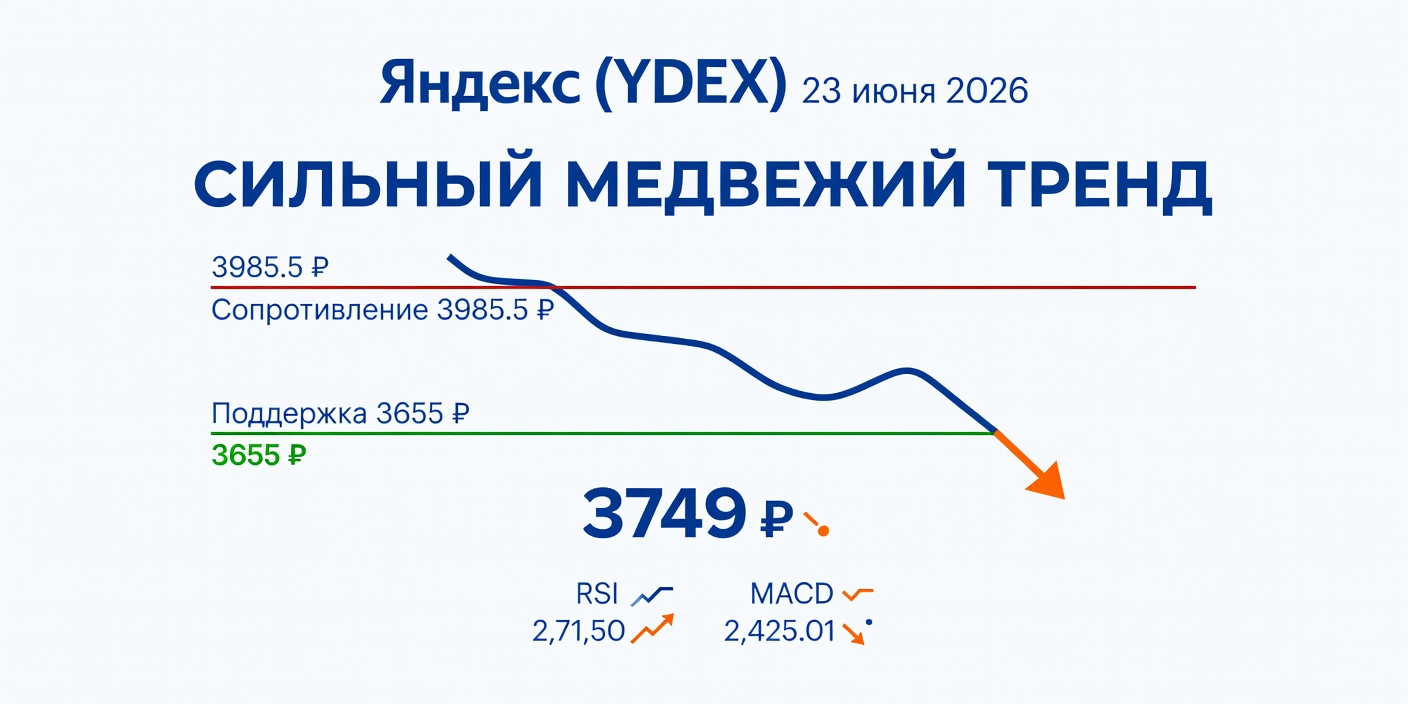 Технический анализ YDEX (Яндекс) — 23 июня 2026