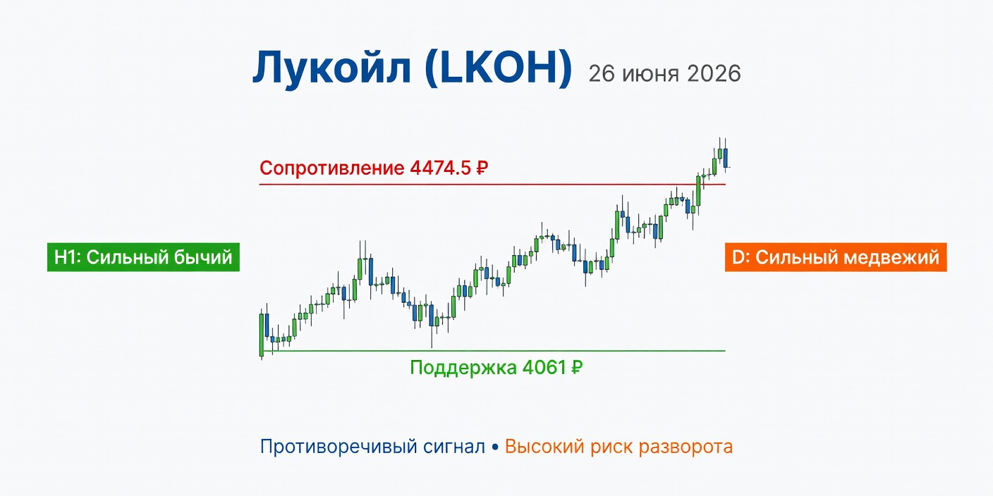 Технический анализ LKOH (Лукойл) — 26 июня 2026