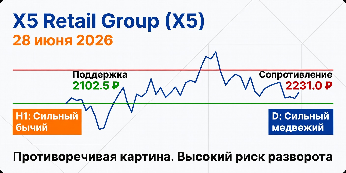 Технический анализ X5 Retail Group (X5) на 28 июня 2026