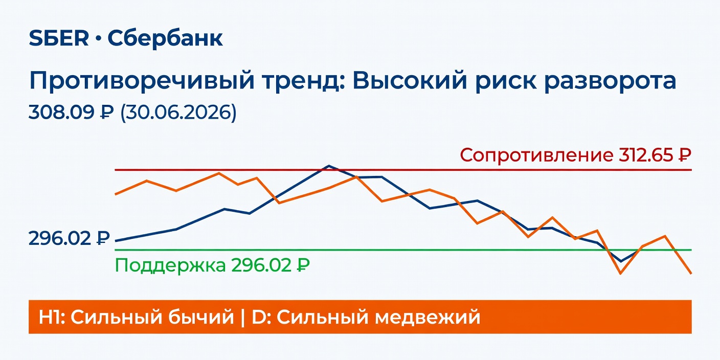 SBER (Сбербанк): Противоречивый тренд на 30.06.2026