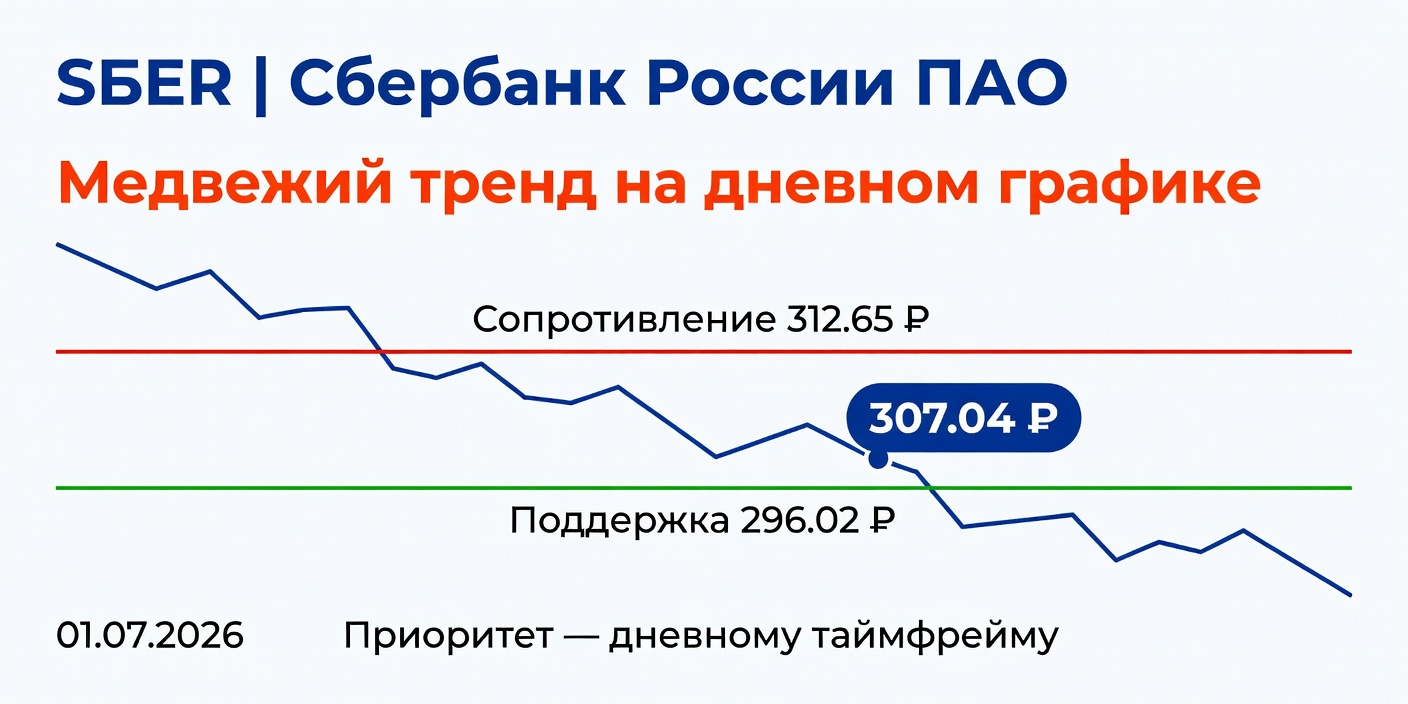 Технический анализ SBER (Сбербанк) на 01.07.2026