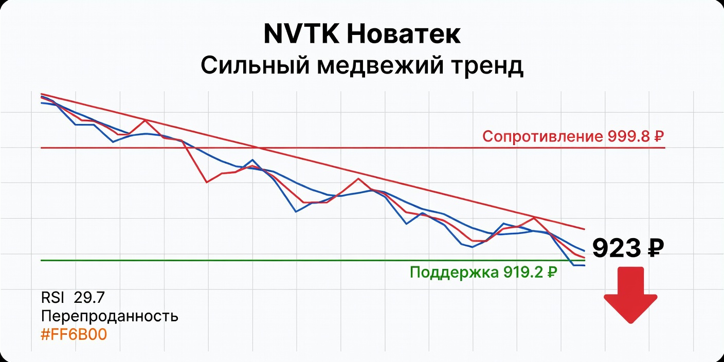 Технический анализ NVTK (Новатек) на 02.07.2026: сильный медвежий тренд