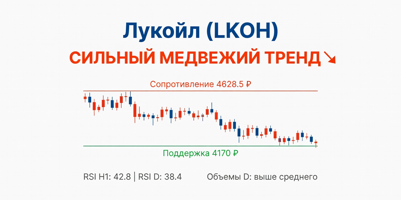 LKOH (Лукойл): Технический анализ на 03.07.2026 — Сильный медвежий тренд