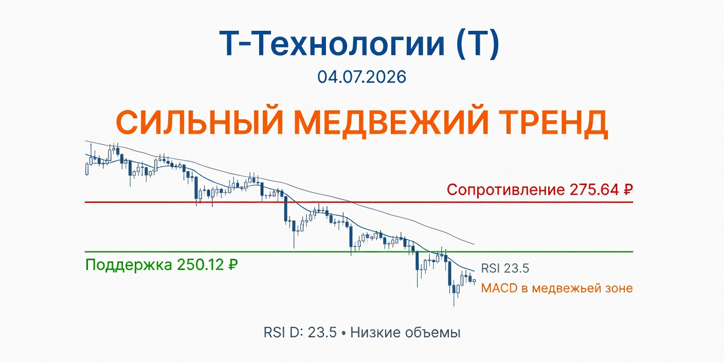 Технический анализ T (Т-Технологии) — 04.07.2026