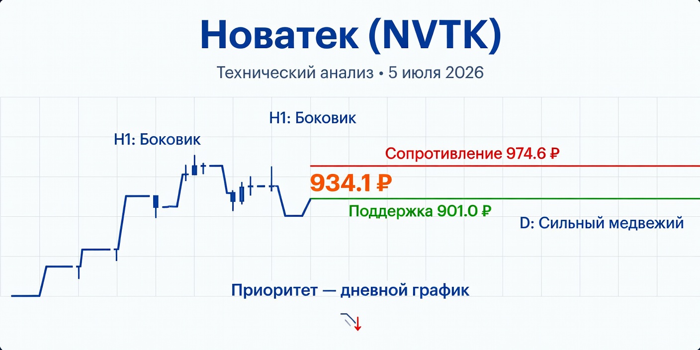 Технический анализ NVTK (Новатек) на 05.07.2026