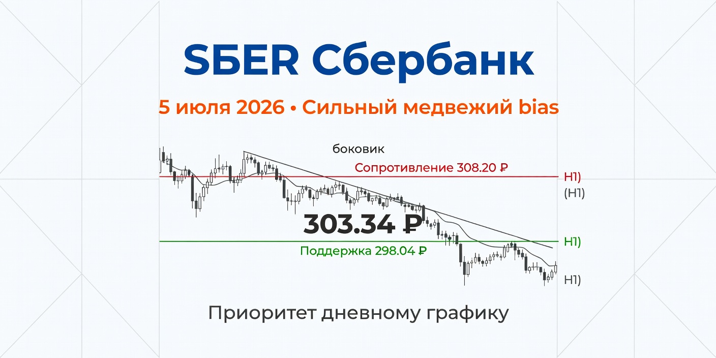 Технический анализ SBER (Сбербанк) на 5 июля 2026