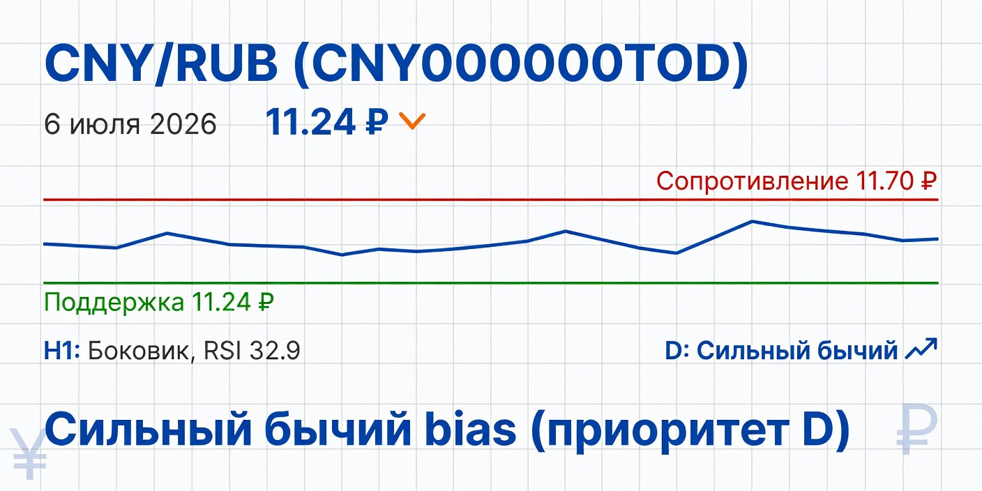 Технический анализ CNY/RUB (CNY000000TOD) на 6 июля 2026