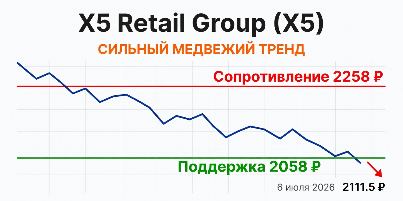 Технический анализ X5 Retail Group (X5) — 6 июля 2026