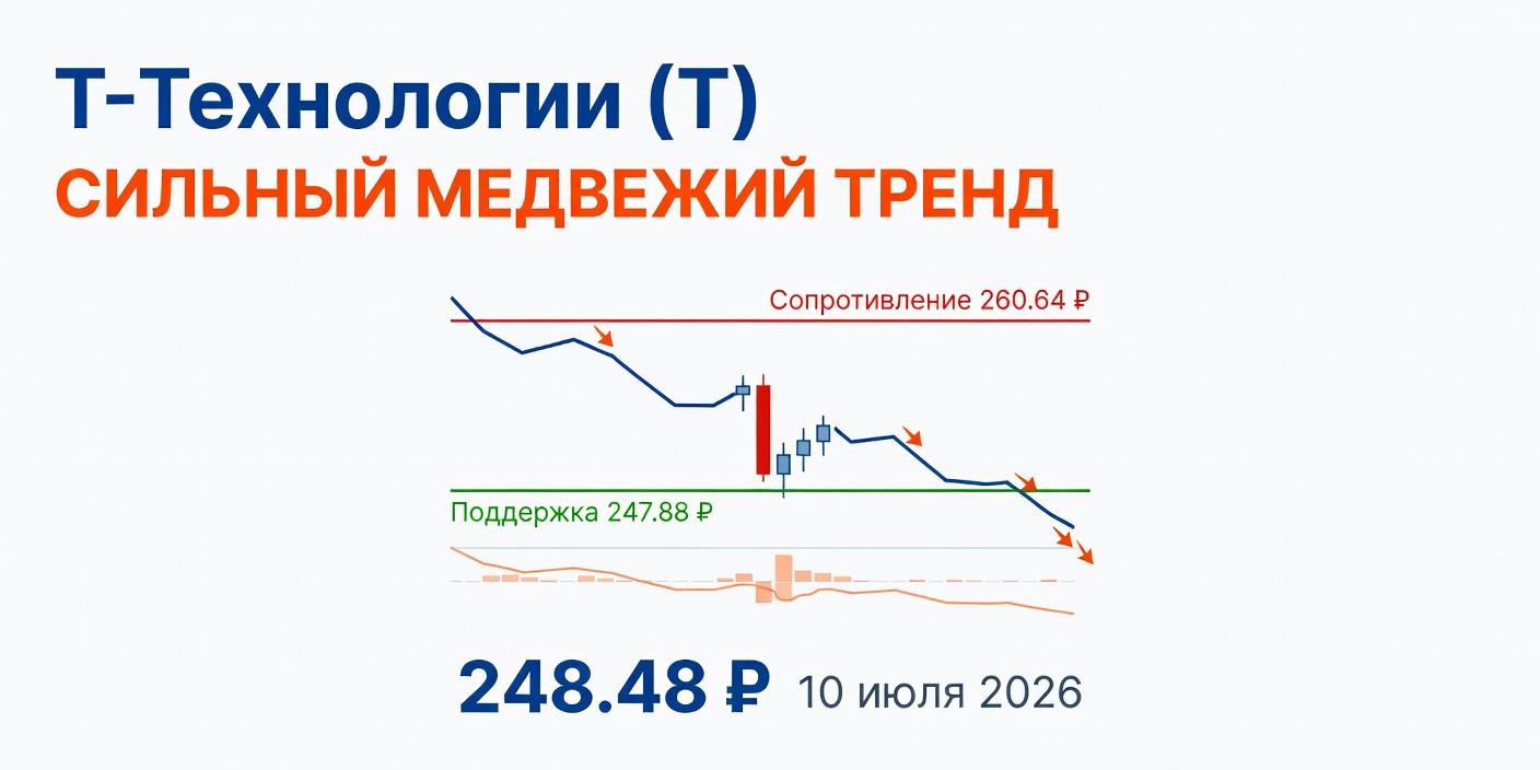 Технический анализ T (Т-Технологии) — 10 июля 2026