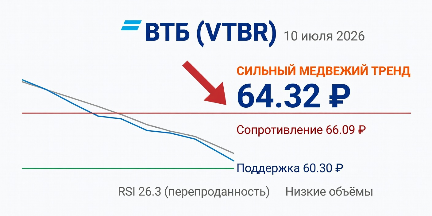Технический анализ VTBR (ВТБ) — 10 июля 2026
