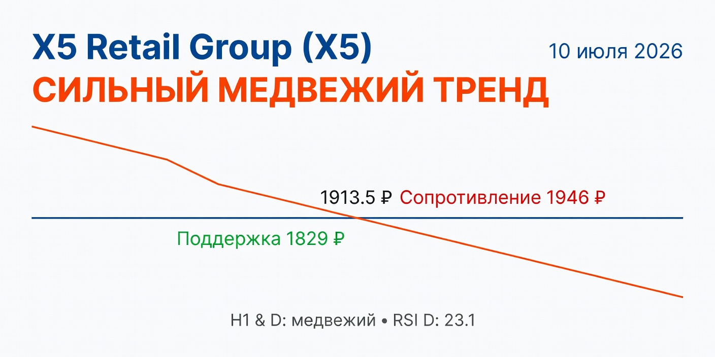 Технический анализ X5 (X5 Retail Group) — 10 июля 2026