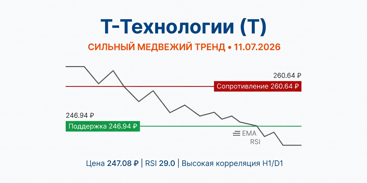 Технический анализ T (Т-Технологии) — 11.07.2026