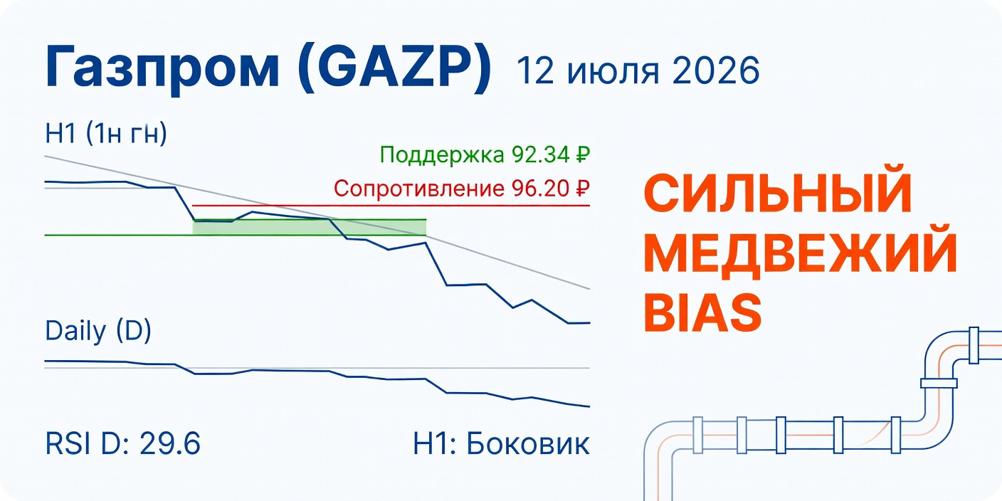 Технический анализ GAZP (Газпром) — 12 июля 2026