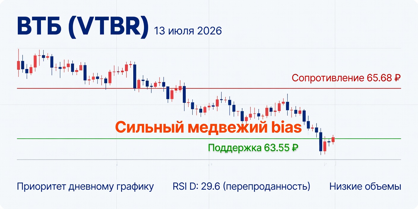 Технический анализ VTBR (ВТБ) на 13 июля 2026