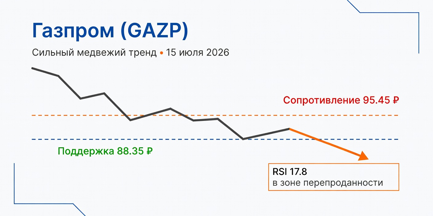 Технический анализ GAZP (Газпром) — 15 июля 2026