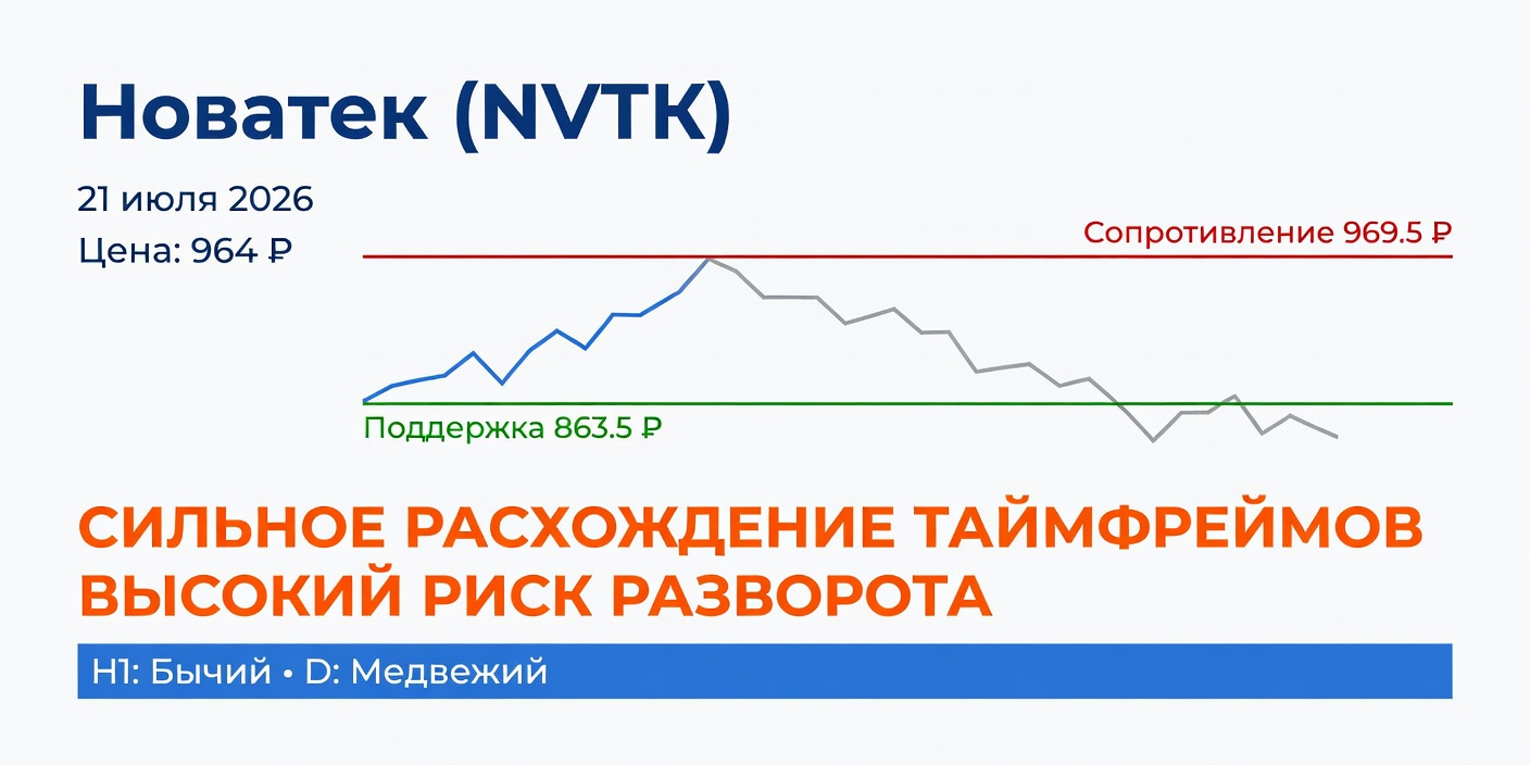Технический анализ NVTK (Новатек) — 21 июля 2026