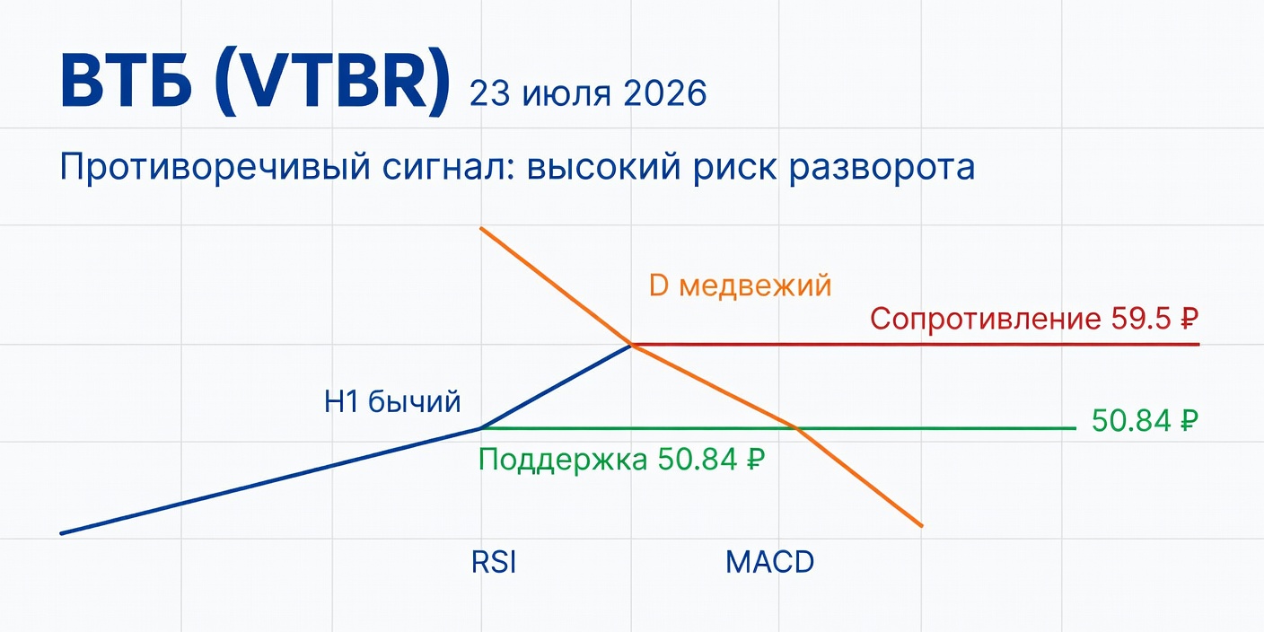 Технический анализ VTBR (ВТБ) — 23 июля 2026