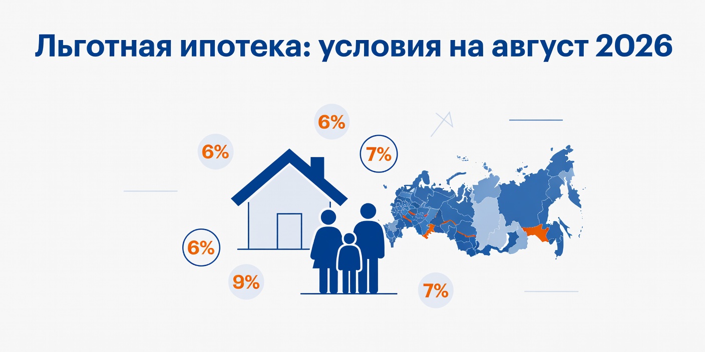 Льготная ипотека в августе 2026: условия ключевых госпрограмм