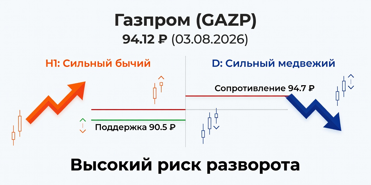 Технический анализ GAZP (Газпром) на 03.08.2026