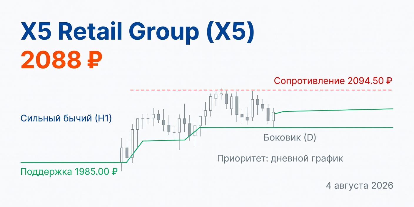 Технический анализ X5 Retail Group (X5) на 04.08.2026