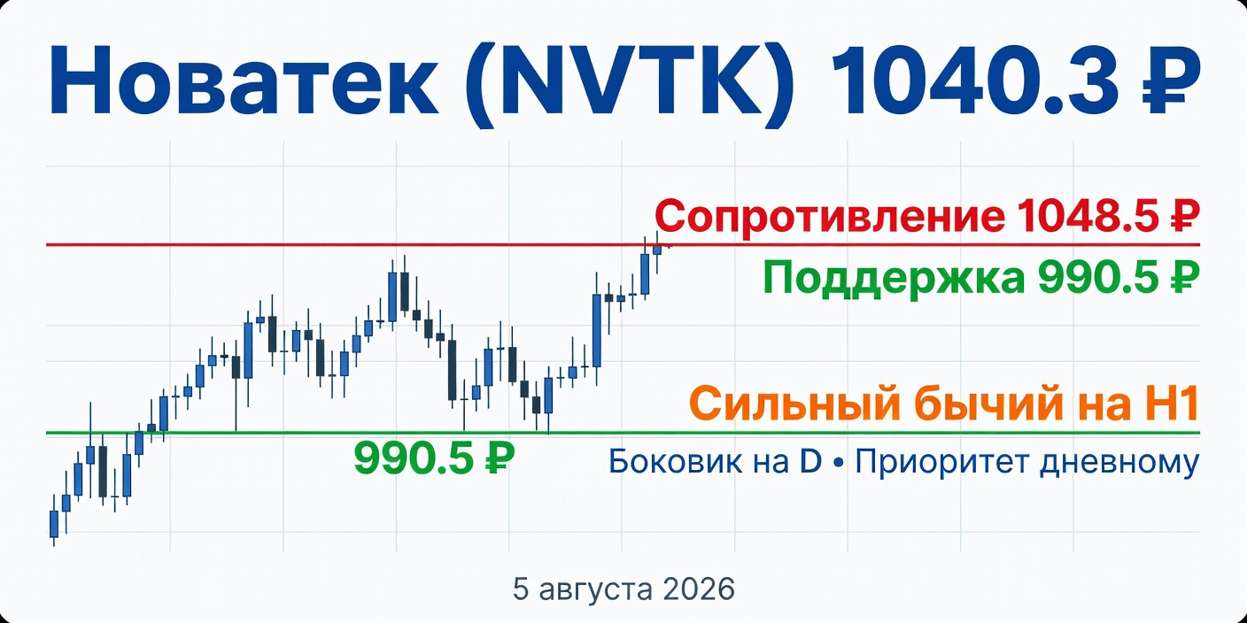 Технический анализ NVTK (Новатек) — 5 августа 2026