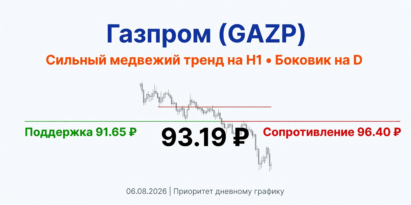 Технический анализ GAZP (Газпром) на 06.08.2026