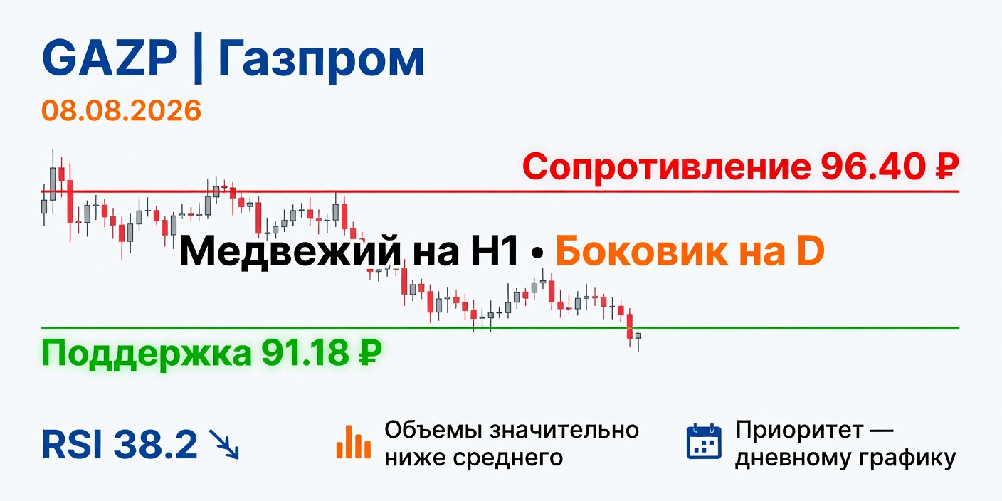 Технический анализ GAZP (Газпром) — 08.08.2026