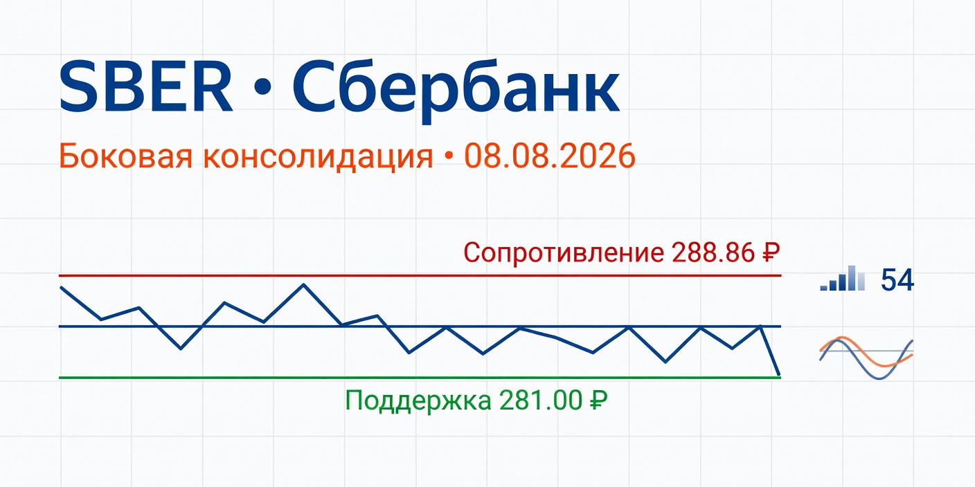 SBER: Боковая консолидация на H1 и D, 08.08.2026