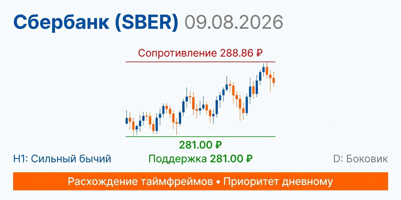 Технический анализ SBER (Сбербанк) 09.08.2026